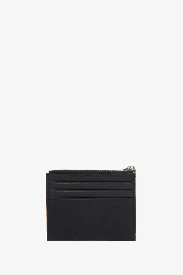 Compact black leather women's wallet.