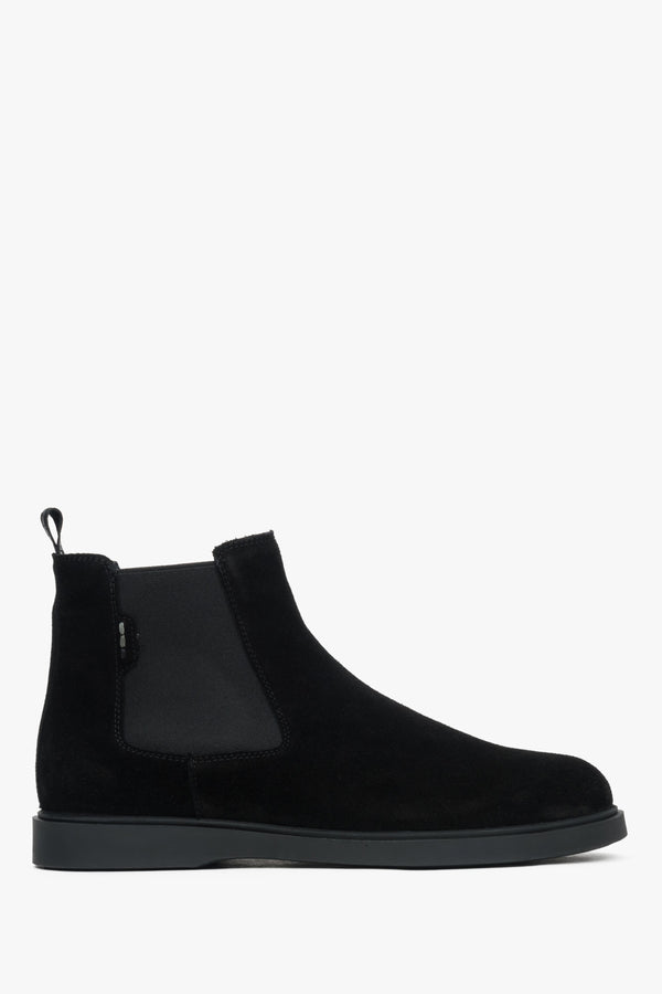 Men's Black Chelsea Boots made of Natural Italian Velour with Insulation Estro ER00116226