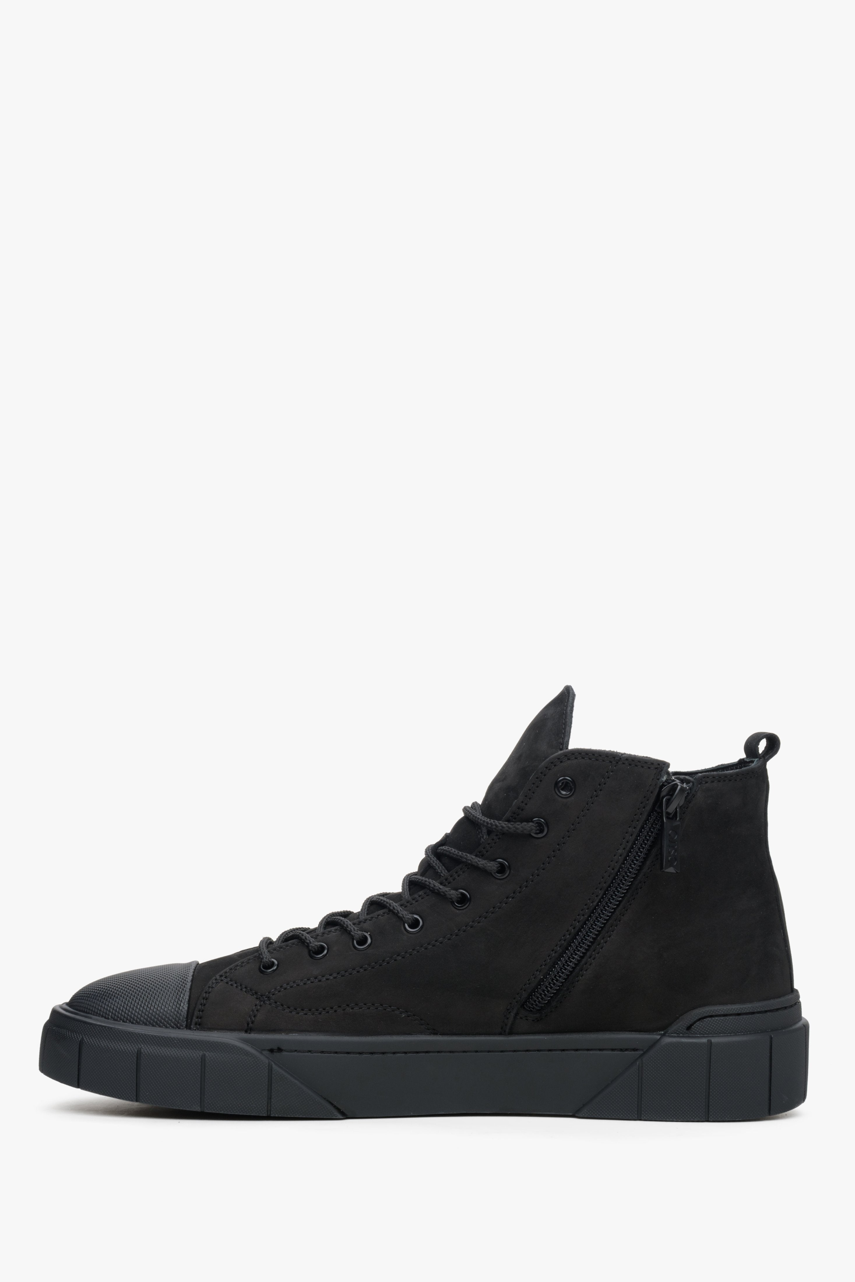 Men's black high-top winter sneakers Estro - shoe profile.