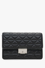 Women's Black Quilted Leather Shoulder Bag Estro With Silver Details Estro ER00115791.