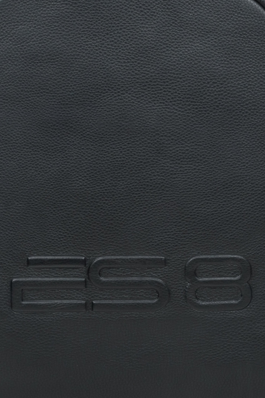 Leather black urban men's backpack ES8 - close-up on details