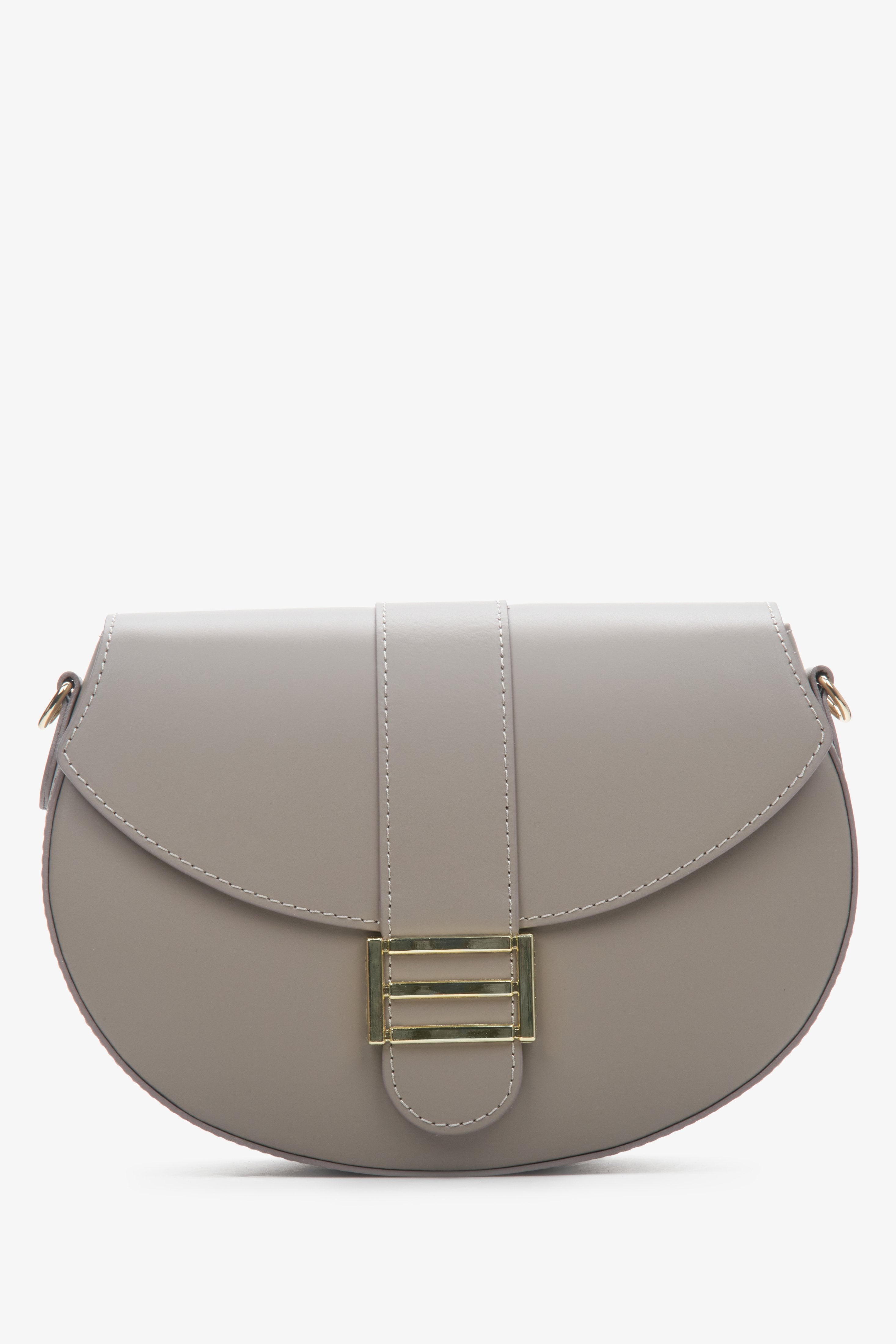 Women's Grey Leather Handbag with Gold Hardware Estro ER00114099