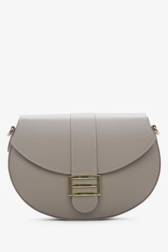 Women's Grey Leather Handbag with Gold Hardware Estro ER00114099