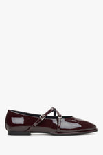 Women's Burgundy Ballet Flats with a Patent Leather Buckle Estro ER00115745.