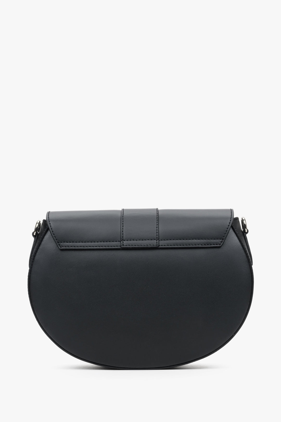 Women's black handbag made of genuine leather - reverse side.