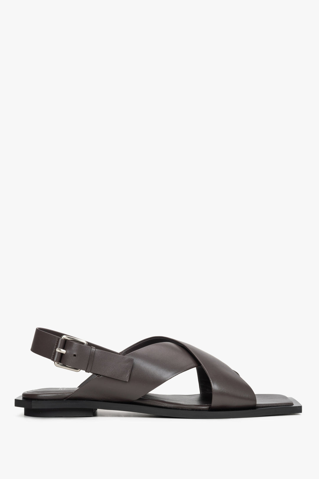 Women's Dark Brown Leather Sandals with Soft Straps Estro ER00114730.