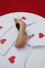 Women's Beige Heeled Pumps made of Genuine Leather Estro ER00113741.