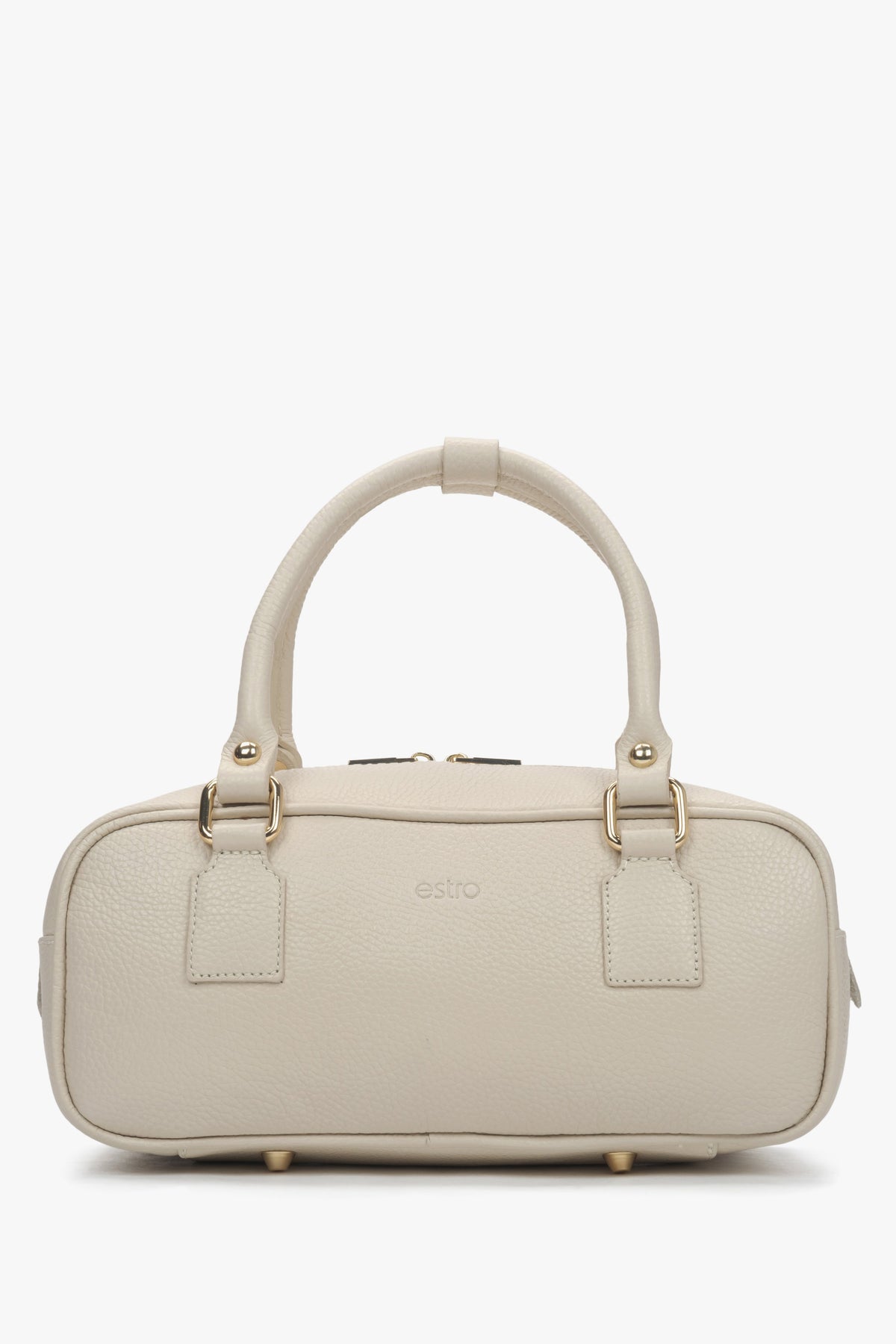 Women's Small Tote Handbag in Beige Italian Leather Estro ER00117434.