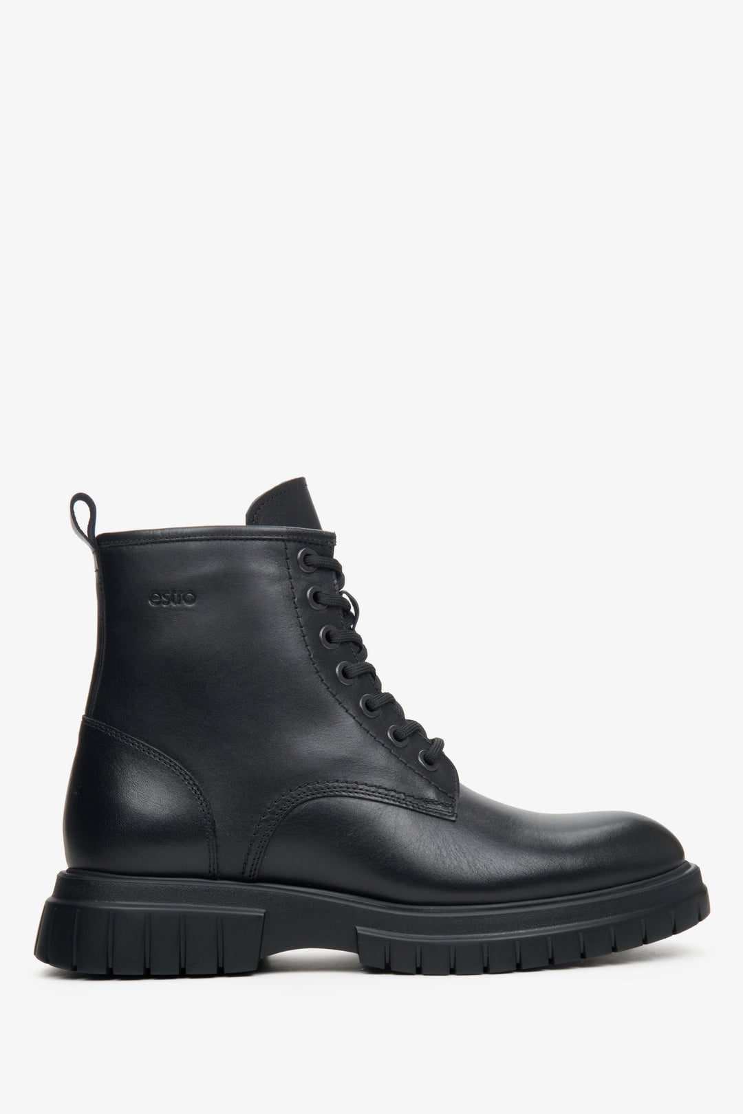 Men's Black Ankle Boots made of Genuine Leather for Winter Estro ER00114071.