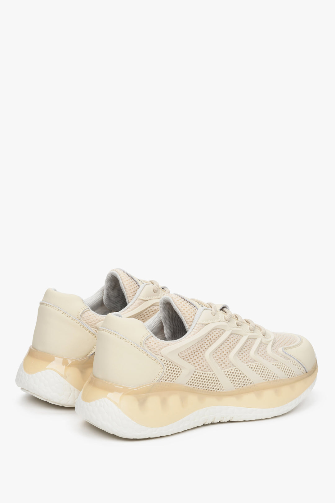Women's beige sneakers with a chunky white sole by ES 8.