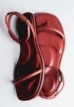 Women’s Red Leather Flat Sandals Estro ER00119696.