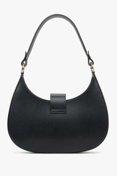 Estro women's leather handbag in black colour - reverse side.