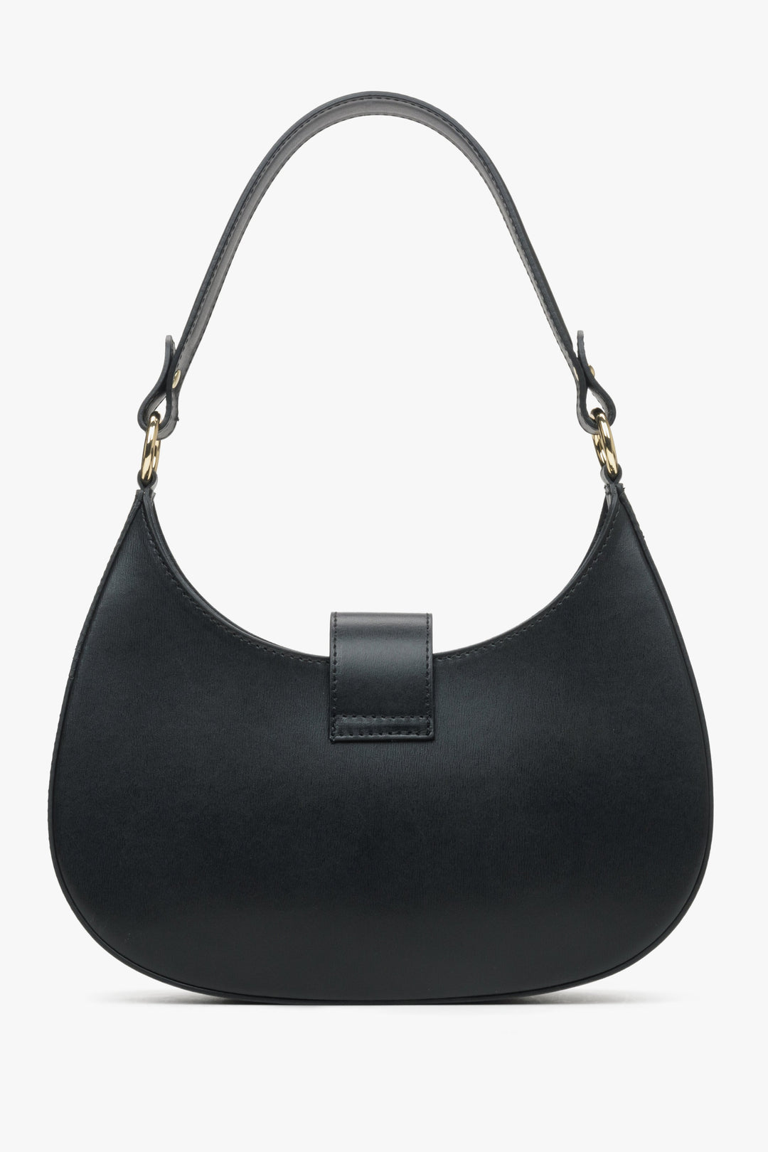 Estro women's leather handbag in black colour - reverse side.