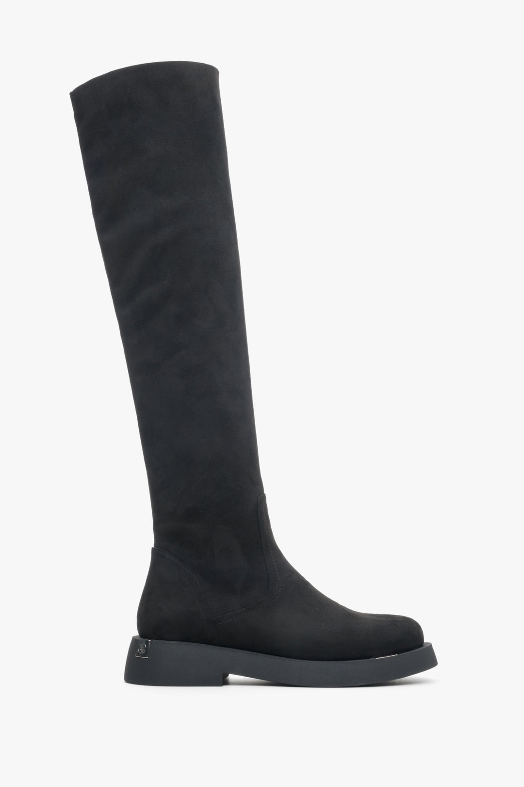 Women's Black Velour Knee-High Boots Estro ER00113851