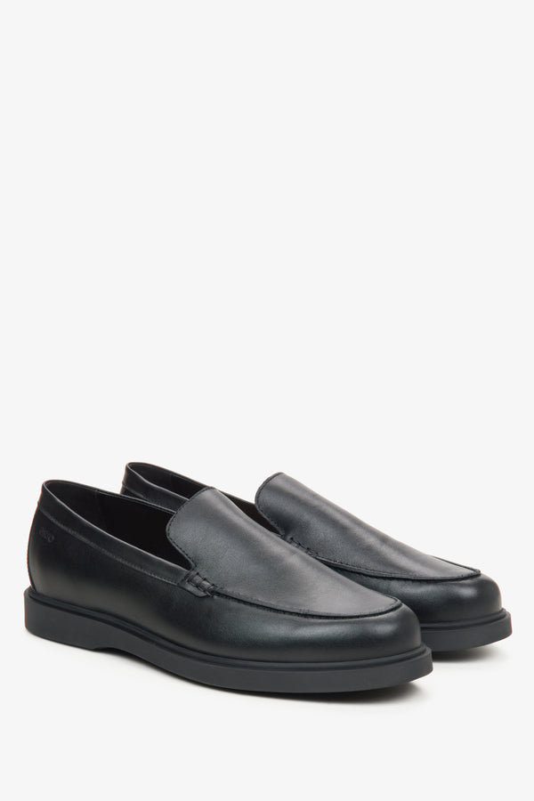 Black leather men's moccasins Estro.