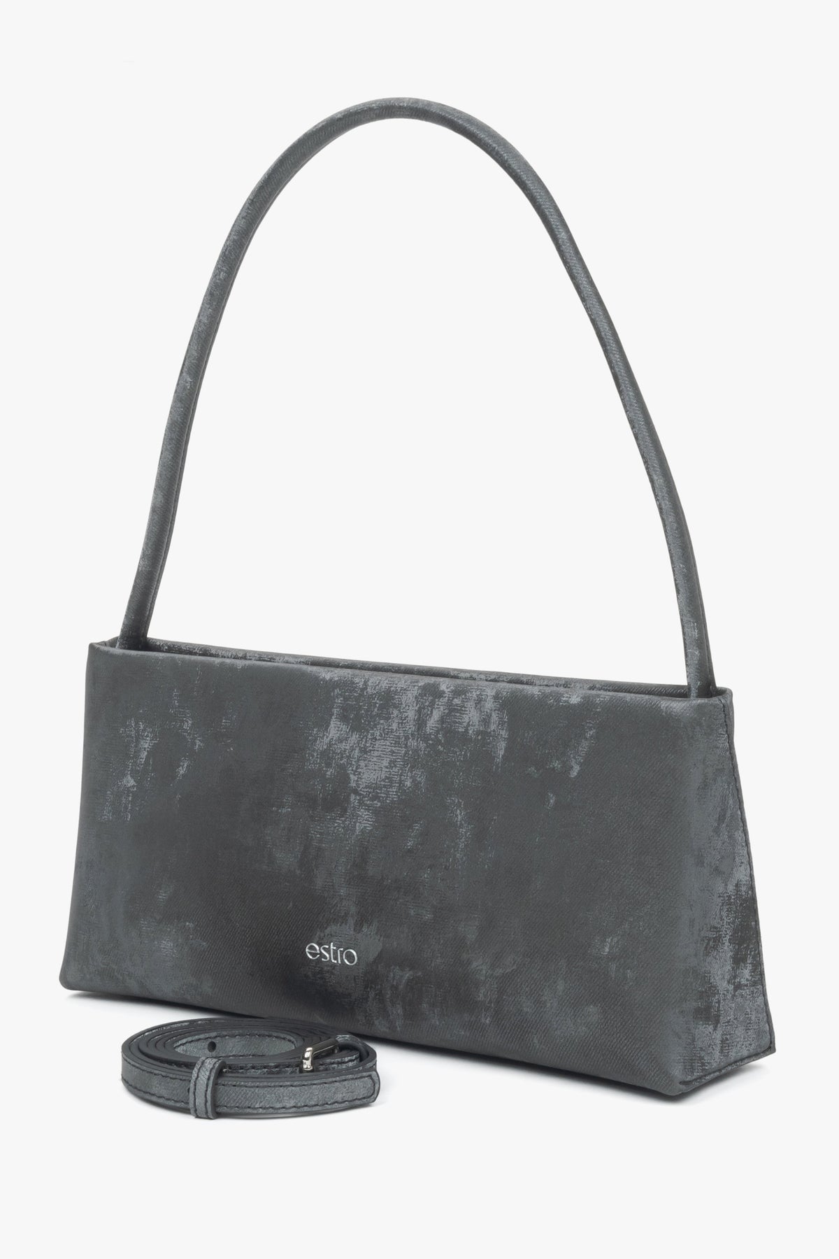 Estro small dark grey handbag with a marble print.