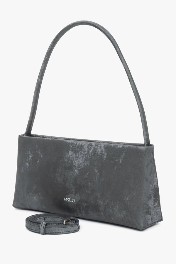 Estro small black handbag with a marble print.