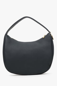 Women's leather crescent-shaped handbag in black by Estro.
