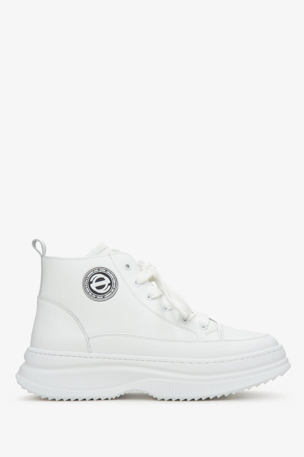 Women's White High-top Sneakers Natural Leather Estro ER00113461.