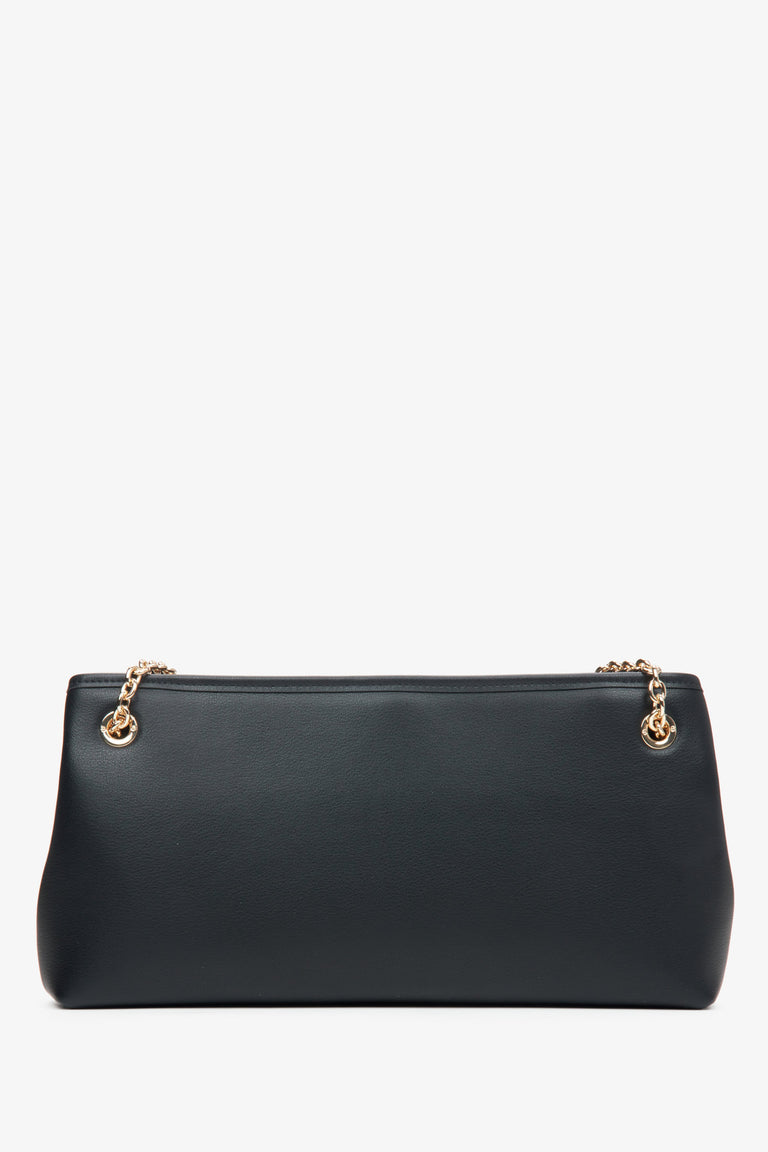 Women's black leather baguette bag - reverse.