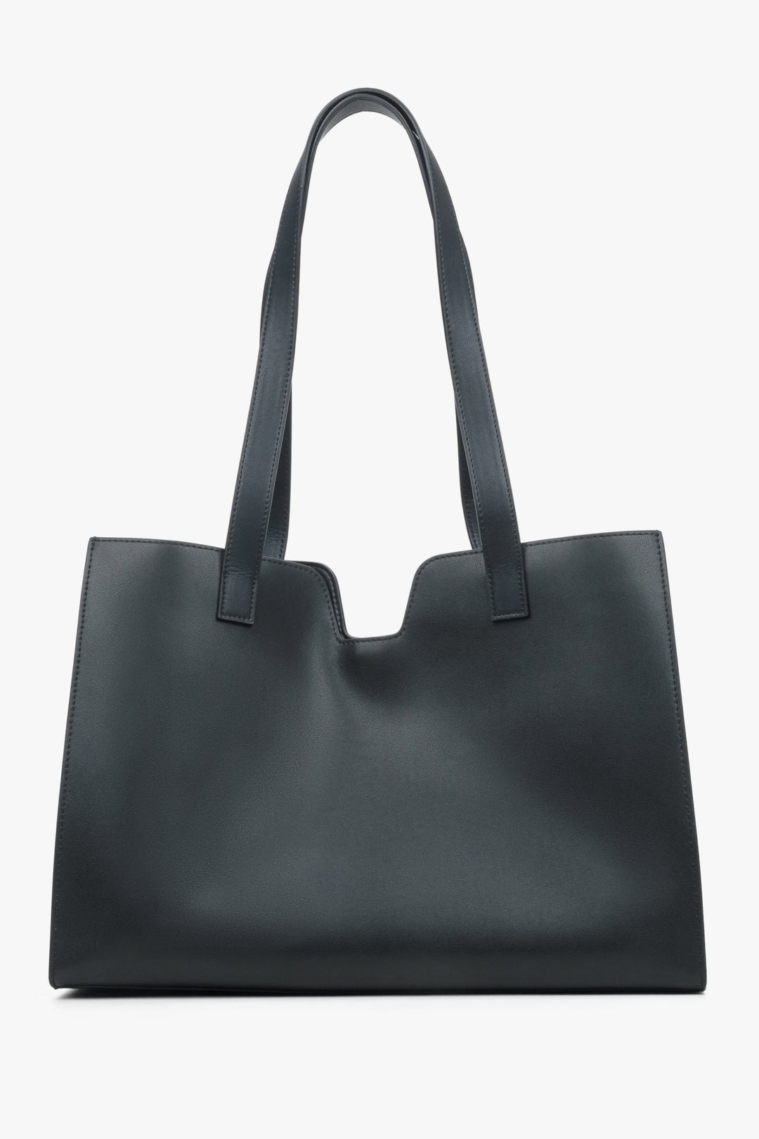 Women's black leather shopper bag by Estro.