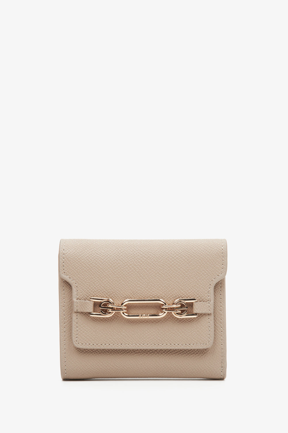 Women's Tri-Fold Beige Leather Wallet Estro ER00113664.
