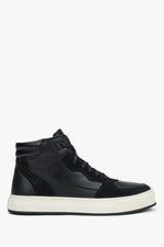 Men's high-top black sneakers made of Italian leather and nubuck with insulation, from Estro.