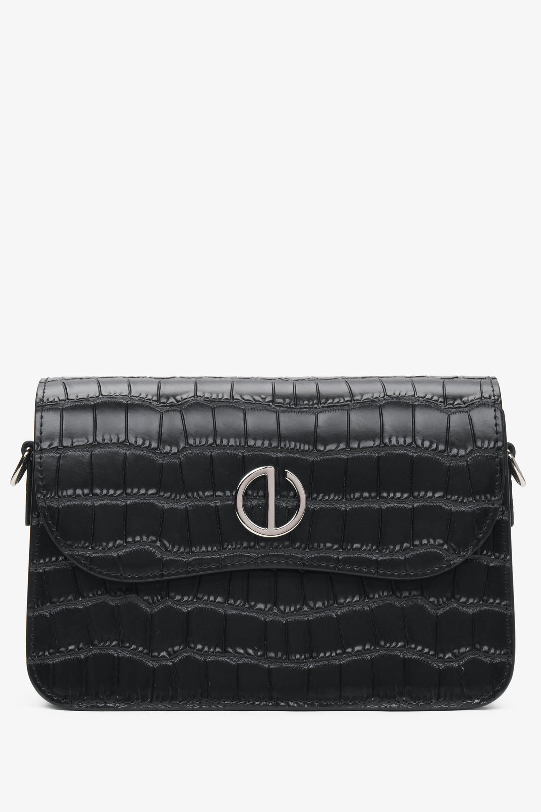 Women's Small Black Leather Bag with Embossing Estro ER00115767.