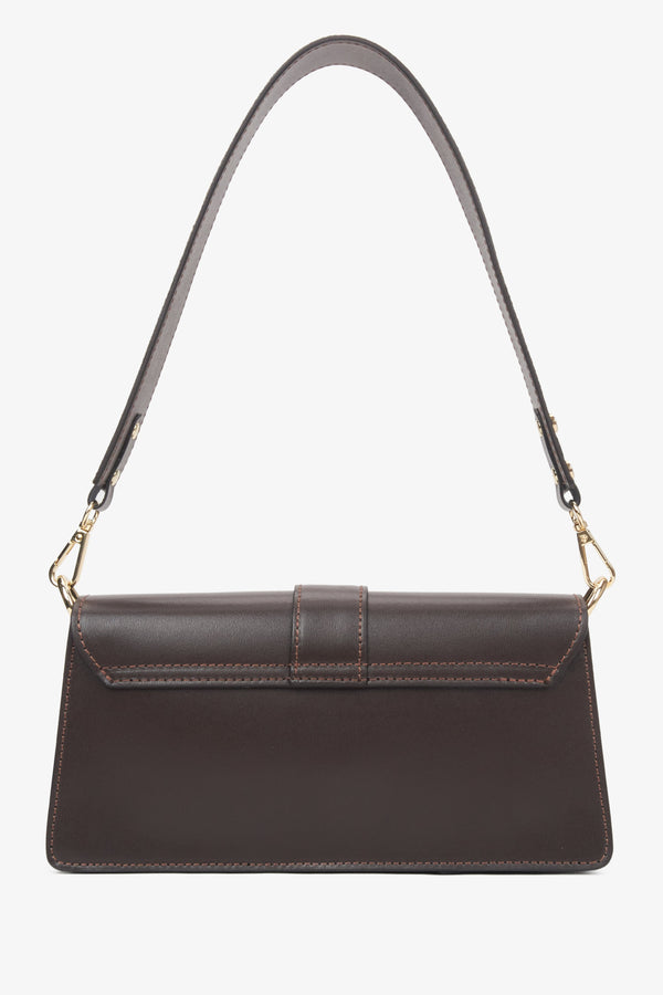 Women's brown leather handbag Estro - reverse.