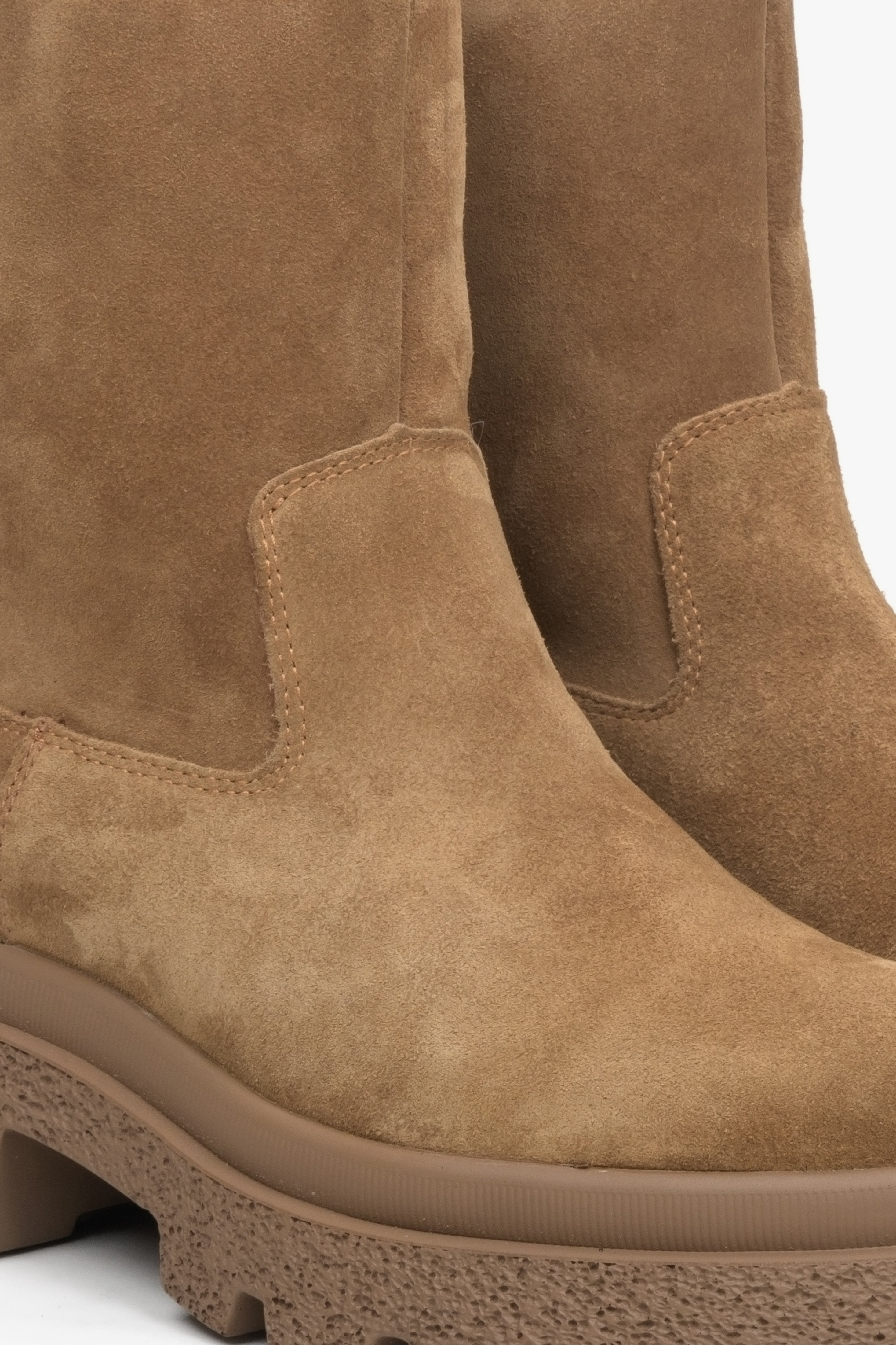 Women's brown velour fur lined ankle boots Estro.