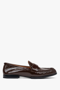 Women's Dark Brown Loafers made of Patent Genuine Leather Estro ER00116901.