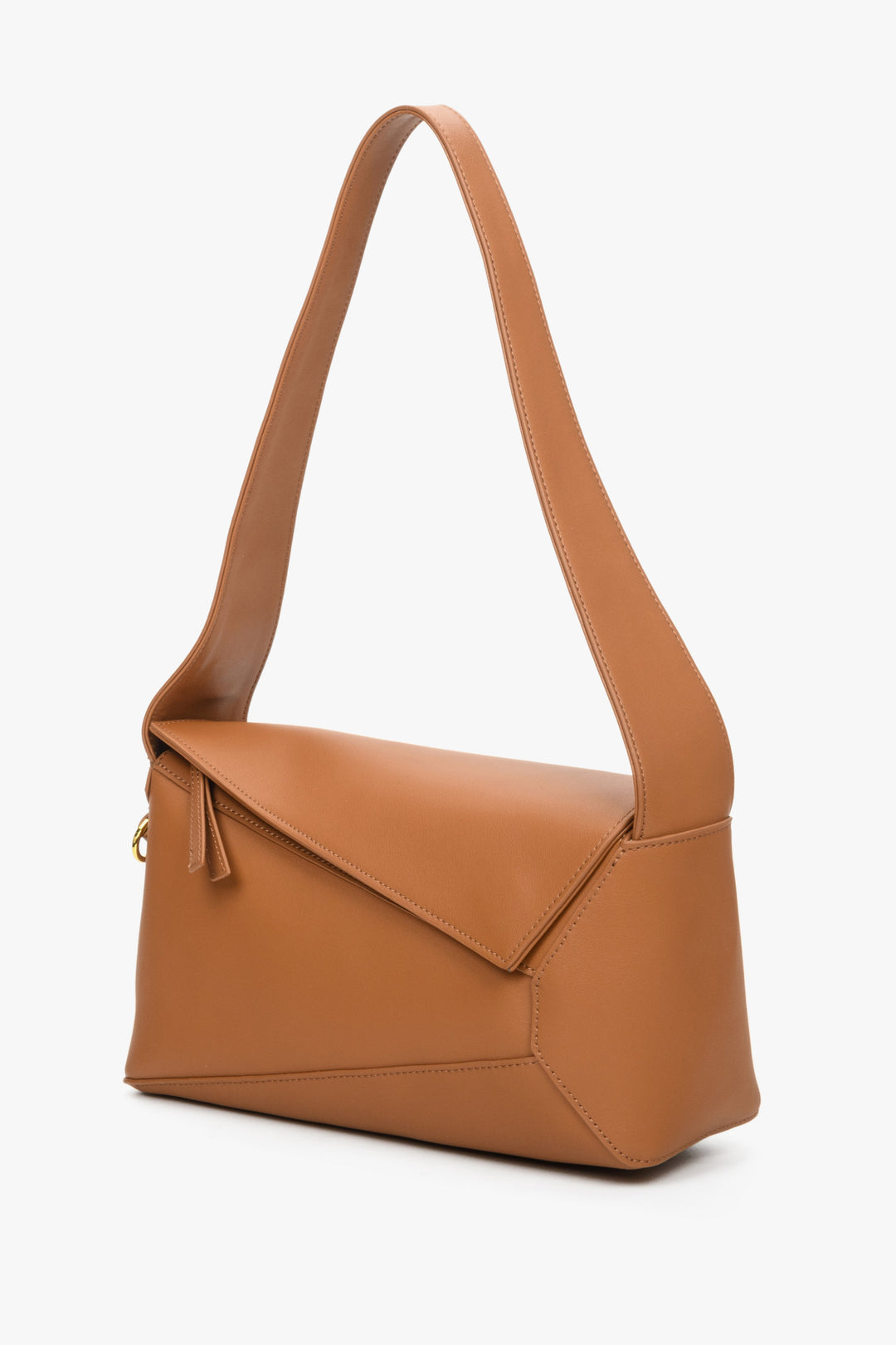 Women's small brown handbag made of genuine leather by Estro.