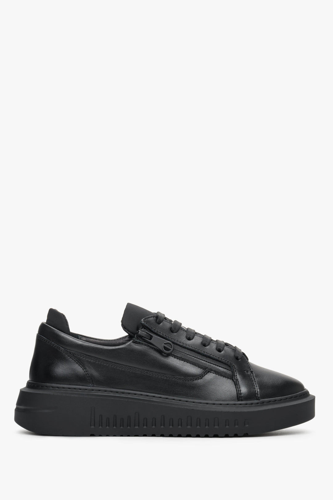 Women's Leather Zipper Sneakers in Black Colour Estro ER00112645.