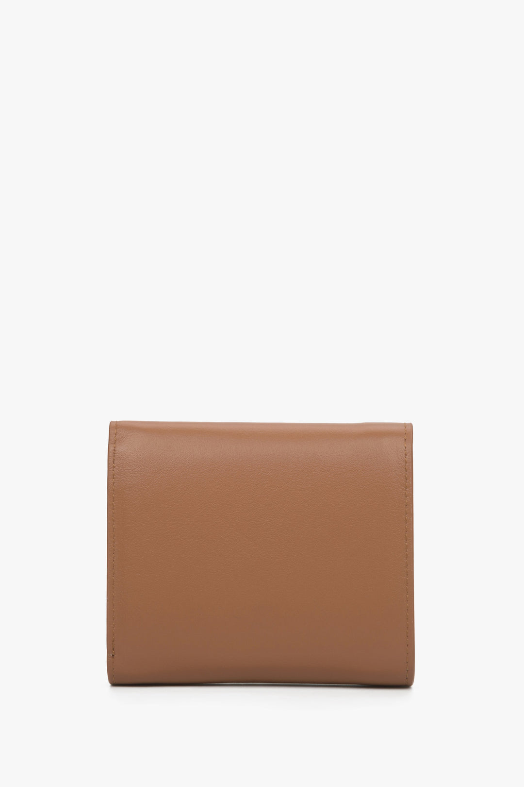 The back of the small brown  women's wallet by Estro.
