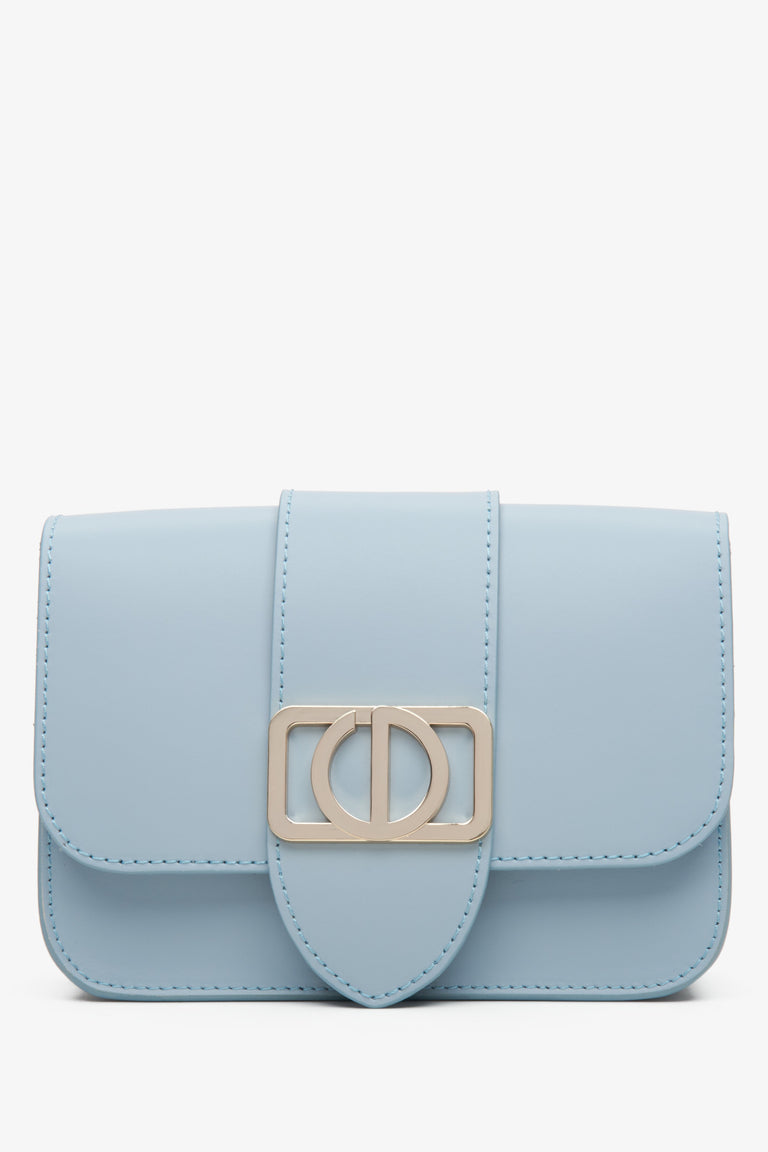 Italian Leather Small Blue Crossbody Bag Estro ER00113454.