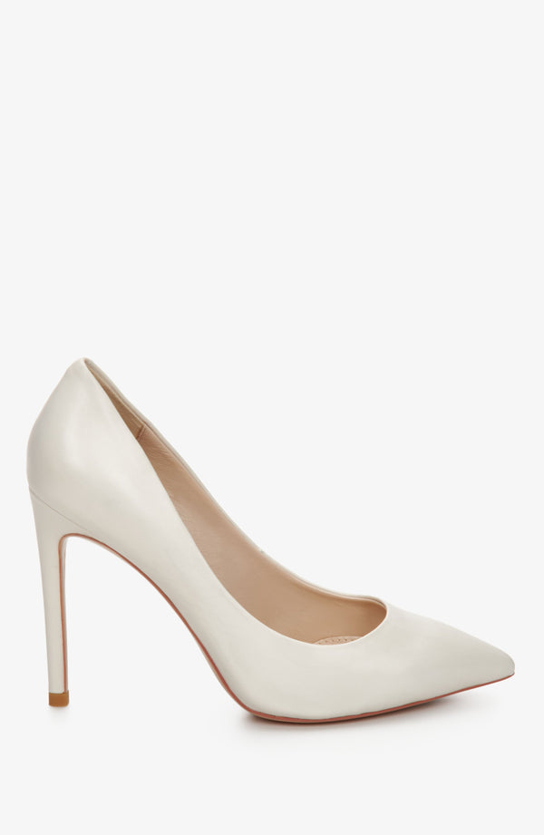 Women's White High-Heeled Stilettos made of Genuine Leather Estro ER00110041.