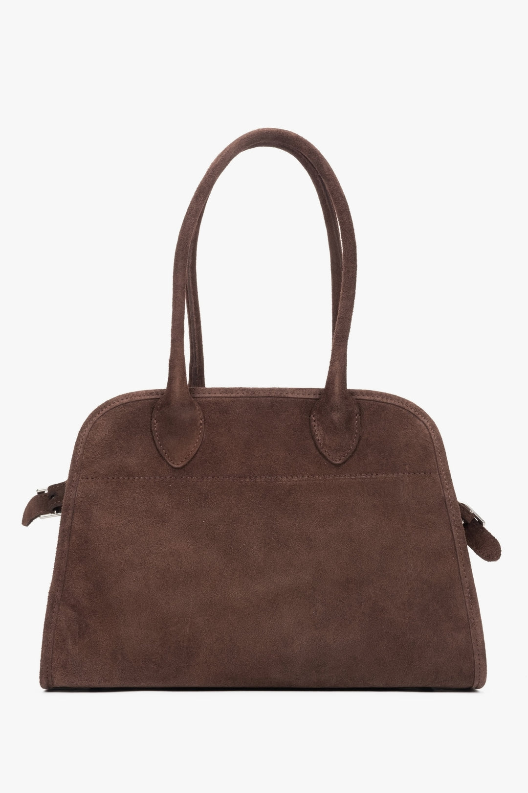 Dark brown women's satchel handbag crafted from premium Italian natural velour.