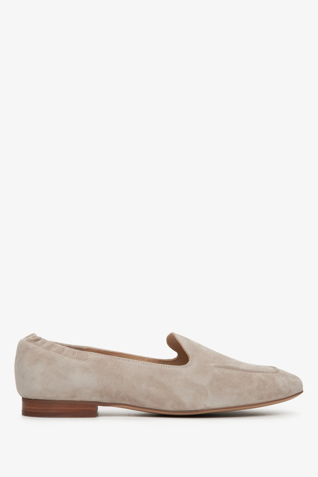 Women's Beige Moccasins made of Genuine Velour Estro ER00112784.