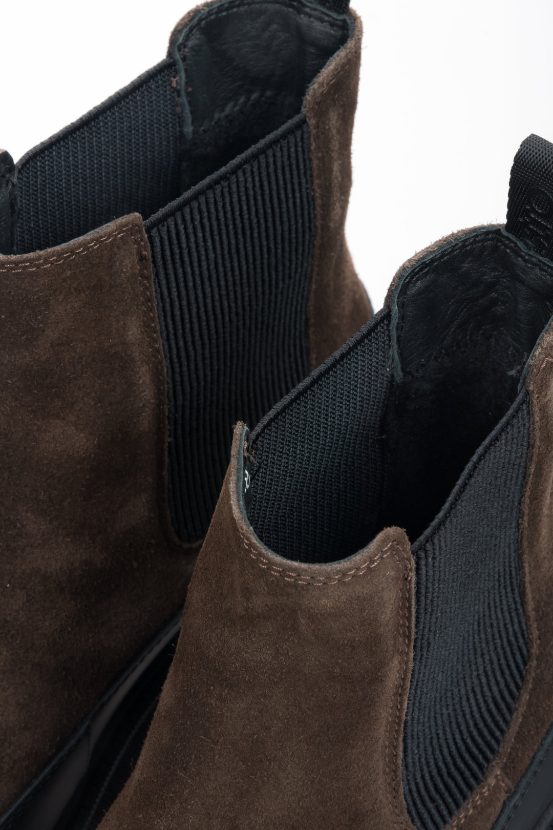 Women's Women's Chelsea Boots in Saddle Brown Made of Genuine Italian Velour and Leather by Estro.