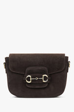 Women's Saddle Brown Shoulder Bag made of Genuine Italian Premium Velour Estro ER00118559.