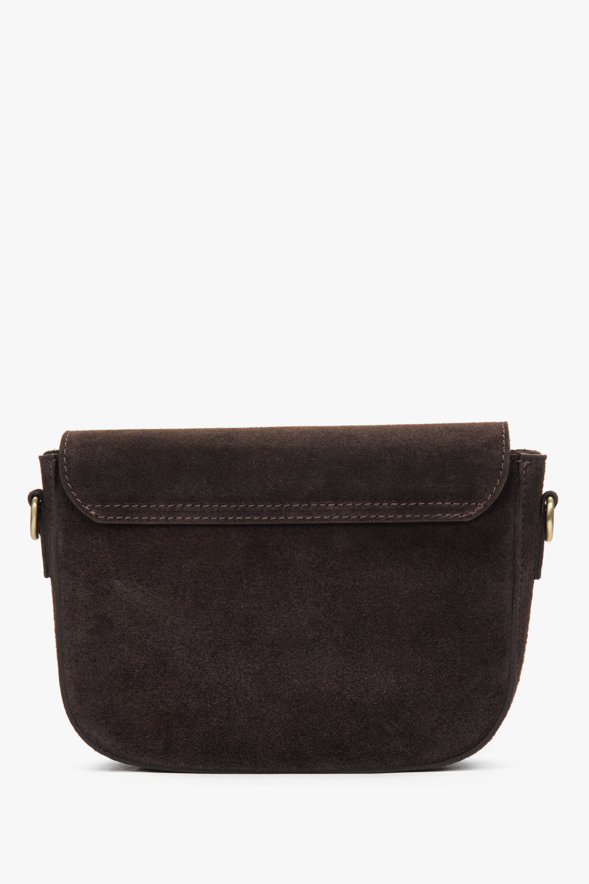 Women's shoulder bag designed in saddle brown using genuine premium Italian velour.