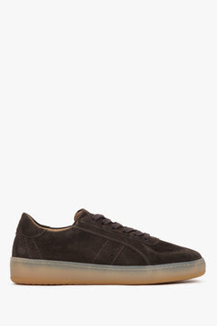 Women's Saddle Brown Low-Top Sneakers in Premium Italian Velour Estro ER00118121.