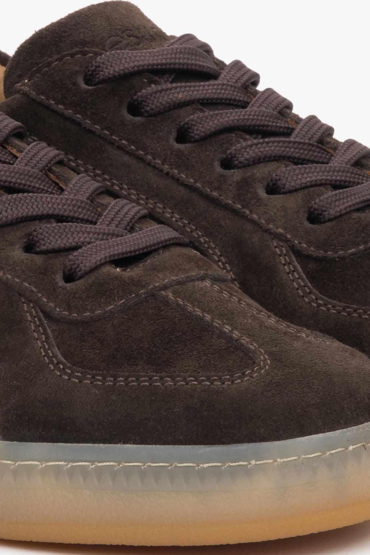 A pair of women's saddle brown sneakers showcasing premium Italian velour.