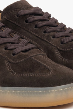 A pair of women's saddle brown sneakers showcasing premium Italian velour.