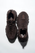 Women's Saddle Brown Velour Low-Top Chunky Platform Sneakers ES8 ER00119023.