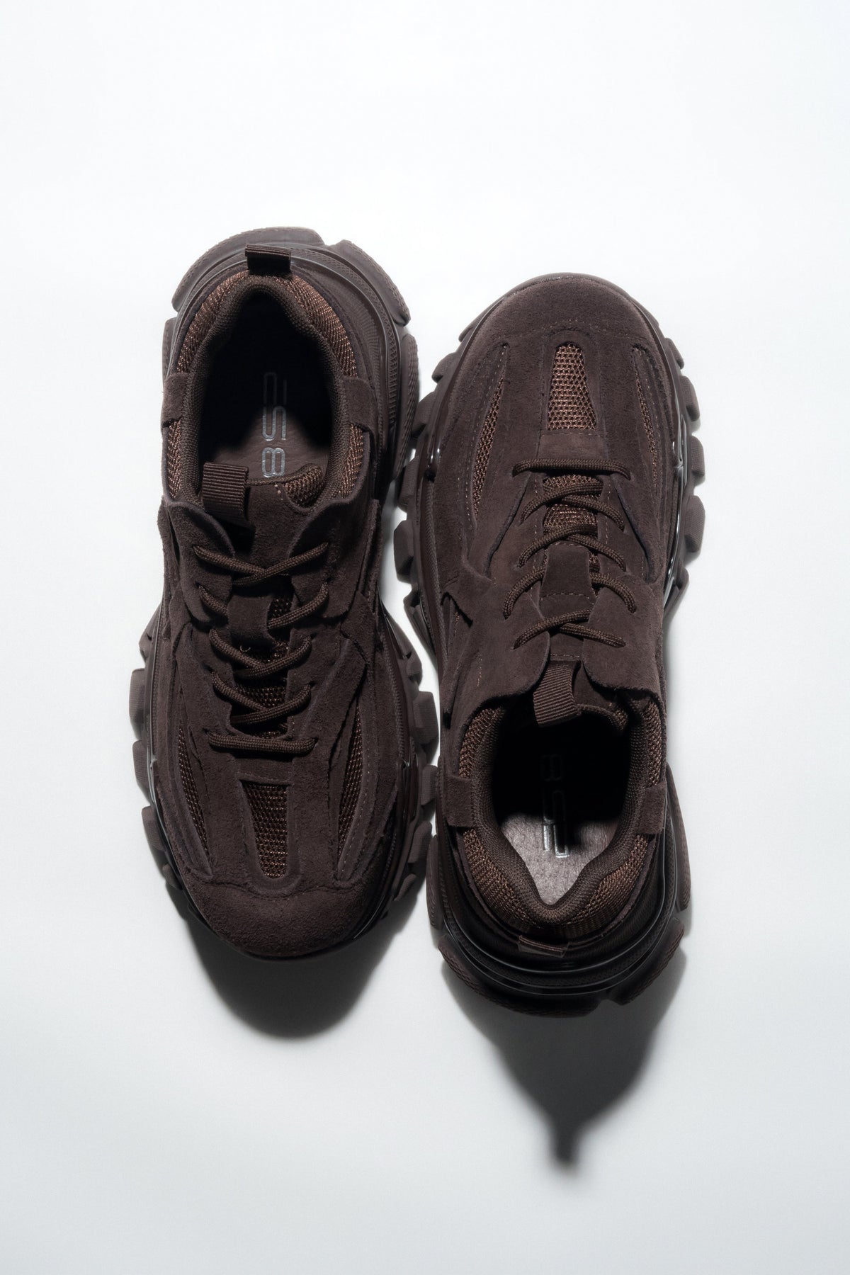 Women's Saddle Brown Velour Low-Top Chunky Platform Sneakers ES8 ER00119023.