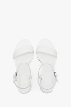 Women's Block Heel White Sandals made of Genuine Leather Estro ER00112424