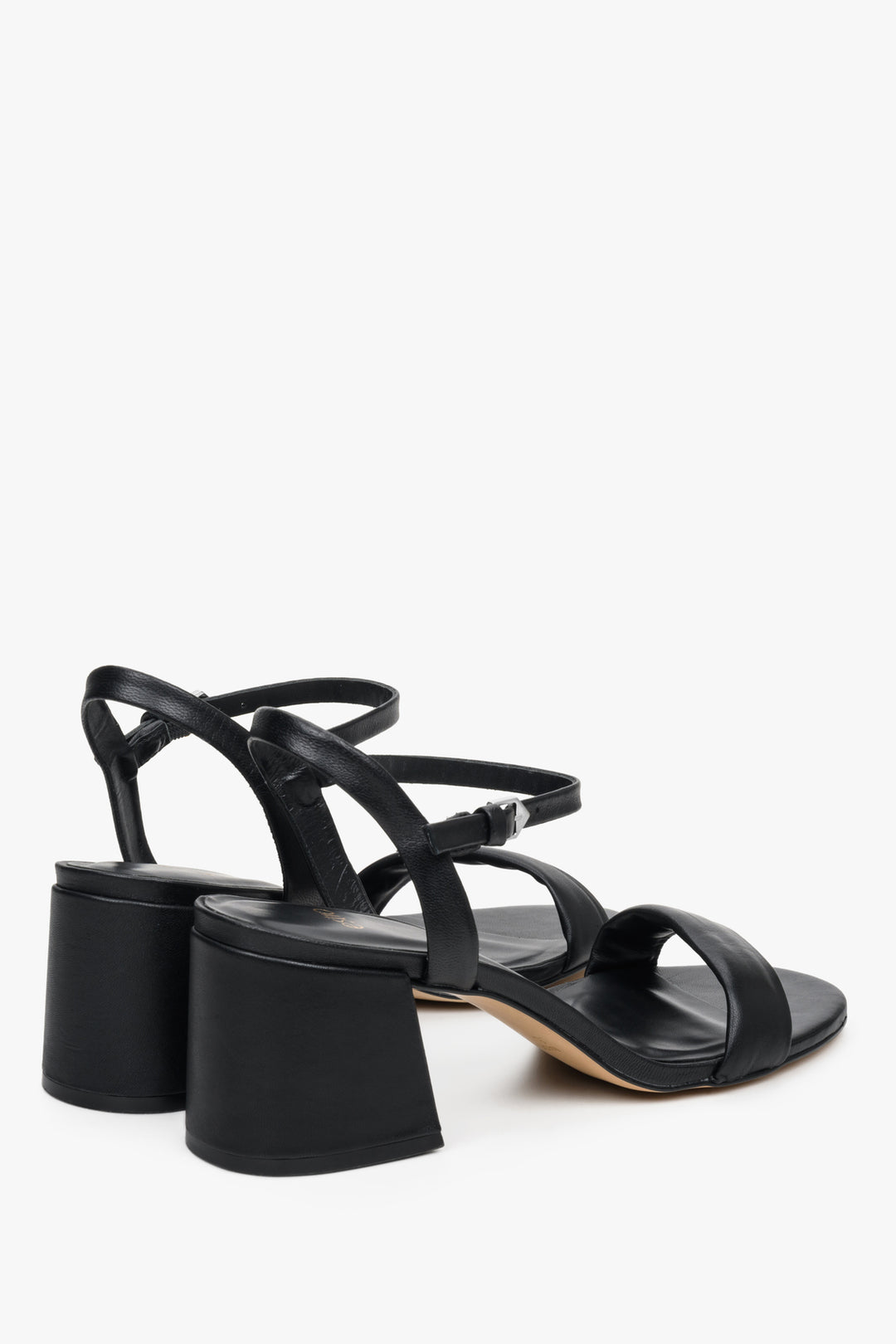 Women's Block Heel Black Sandals made of Genuine Leather Estro ER00112425