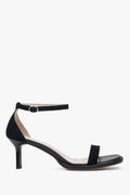 Women's Black Heeled Sandals made of Genuine Velour Estro ER00116983.