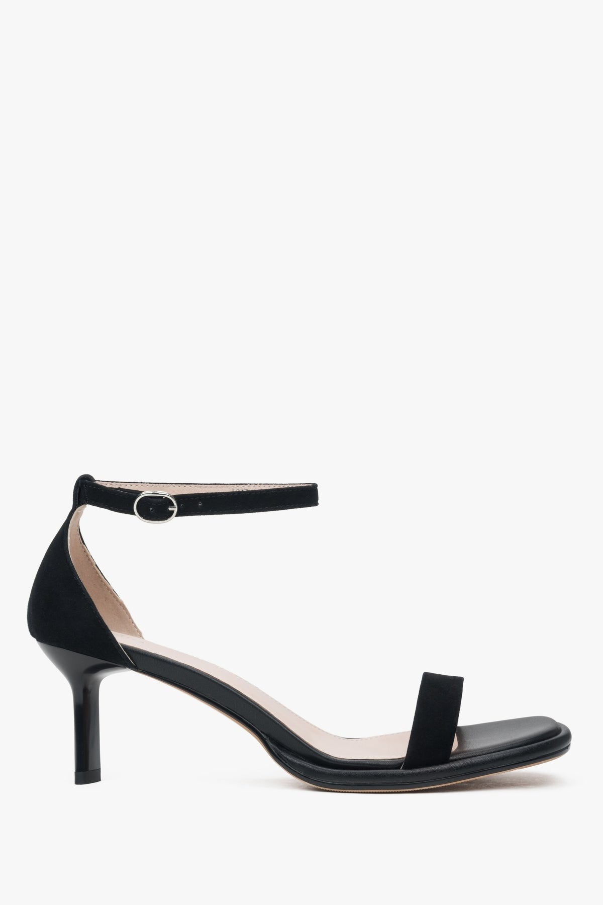 Women's Black Heeled Sandals made of Genuine Velour Estro ER00116983.